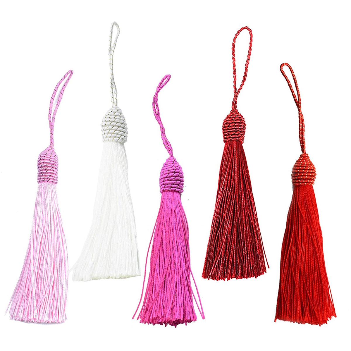 6 Inch Silky Floss Bookmark Tassels with 2-Inch Cord Loop and Small Chinese Knot  multi color
